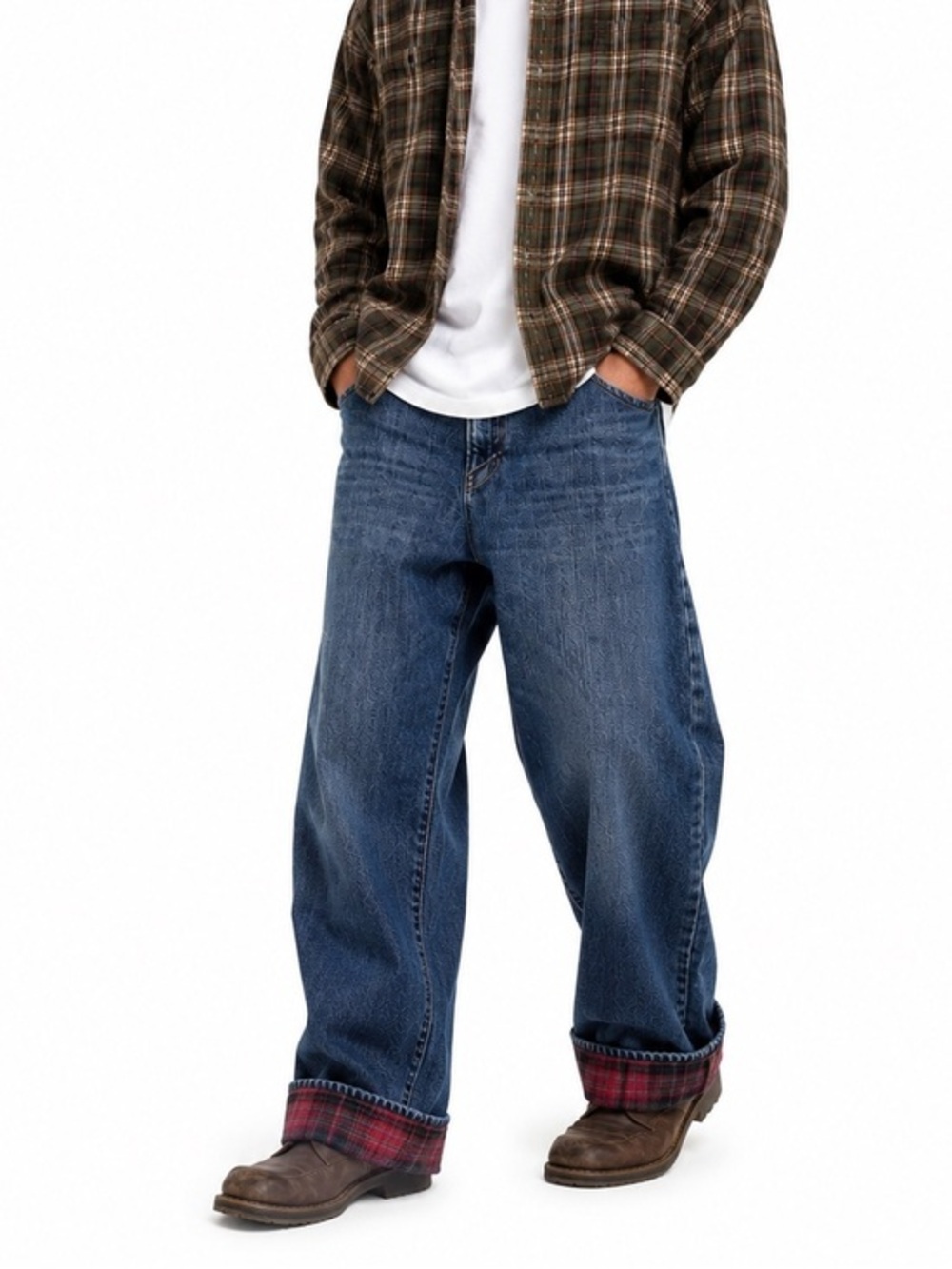 Relaxed Loose Fit Flannel Lined Jeans Men’s 32x30 Wide Leg Y2K Workwear Denim